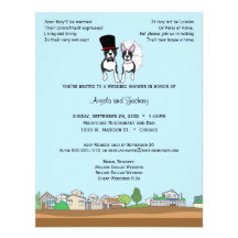 Novia y novio Boston Terrier que casa la ducha Invitacion Personal