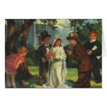 Novia y novio de niño del vintage; Finja el boda Tarjeton