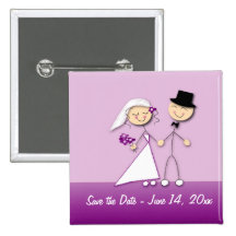 Novia y novio del dibujo animado pin