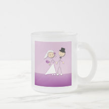 Novia y novio del dibujo animado taza