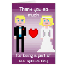 Novia y novio del pixel - gracias - ciruelo felicitaciones