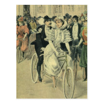 Novia y novio del Victorian del vintage en una bic Tarjeta Postal