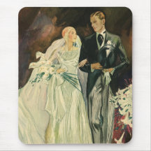 Novia y novio del vintage; ¡Recienes casados apena Tapete De Raton