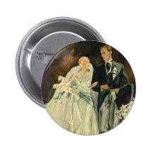 Novia y novio del vintage; ¡Recienes casados apena Pin
