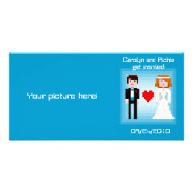 Novia y novio - reserva del pixel de la foto la fe tarjetas fotográficas 