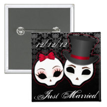 Novia y novio Skullies (rojo) Pin