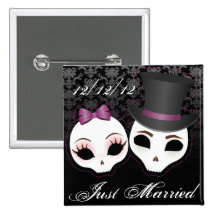 Novia y novio Skullies (violeta) Pins