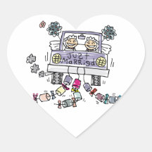 Novias lesbianas del boda calcomanía de corazón personalizadas