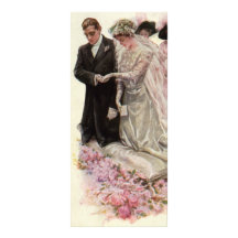 Novio de la novia del vintage, ceremonia de boda d diseños de tarjetas publicitarias