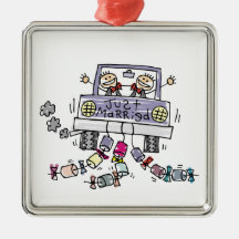 Novio del matrimonio homosexual apenas casado ornaments para arbol de navidad