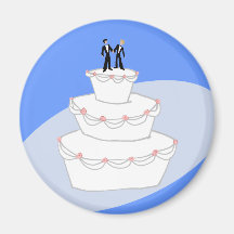 Novios del pastel de bodas dos iman de nevera