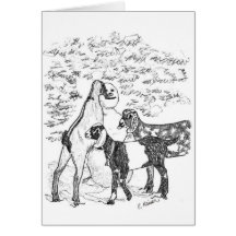 Nubians y muñeco de nieve tarjetón