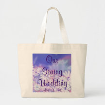 Nuestra primavera que casa diseños florales púrpur bolsas lienzo