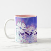 Nuestra primavera que casa diseños florales púrpur taza de café