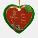 Nuestro primer corazón del ornamento del navidad ornamentos de reyes magos