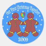 Nuestro primer navidad juntos 2009 (hombres de GLB Pegatina Redonda