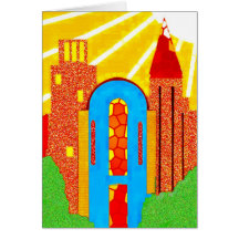 Nueva invitación casera del castillo soleado tarjeta