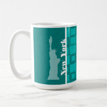 Nueva York; Cuadrados de la turquesa; Retro Tazas