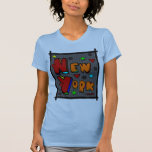 Nueva York enrrollada, arte en el marco, multicolo Camisetas