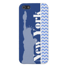 Nueva York, estatua de la libertad; Chevron azul iPhone 5 Fundas