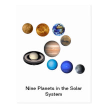Nueve planetas en la Sistema Solar Postales