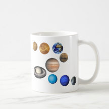 Nueve planetas en la Sistema Solar Tazas