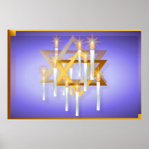 Nueve velas blancas y poster grande de la estrella