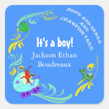 Nuevo bebé lindo personalizado de Cajun Pegatinas Cuadradases