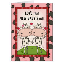 Nuevo bebé - vacas para los nuevos padres tarjeton