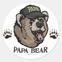 Nuevo engranaje del día de padre del oso de la pap etiqueta redonda