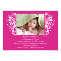 Nuevo nacimiento Annoucement del bebé del Flourish Invitaciones Personales