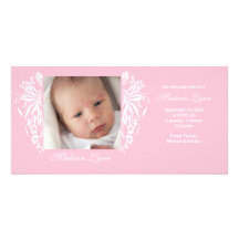 Nuevo nacimiento Annoucement del bebé del Flourish Tarjeta Fotografica