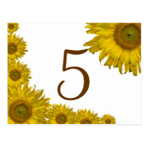 Número amarillo de la tabla del borde del girasol postales