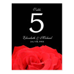 Número de la tabla del boda del rosa rojo y del ne tarjetas postales