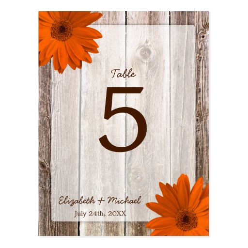 Número de madera de la tabla del boda del granero  postal