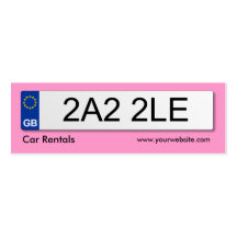 Número de matrícula BRITÁNICO - rosa Tarjeta De Visita