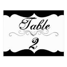 Número elegante de la tabla del boda tarjetas postales