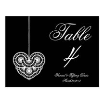 Número elegante de la tabla del boda tarjetas postales