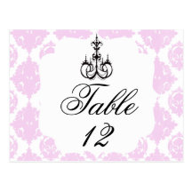 Número elegante de la tabla del boda tarjeta postal