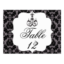 Número elegante de la tabla del boda tarjeta postal