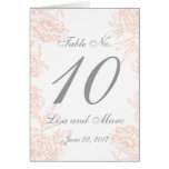 Número floral gris anaranjado de la tabla del boda tarjetas