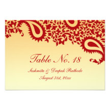 Número Paisley de la tabla que casa la tarjeta pla Invitacion Personalizada