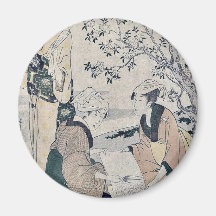 Número uno por Kitagawa, Utamaro Ukiyoe Imán Para Frigorífico