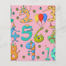Números de la fiesta de cumpleaños, en rosa tarjeton