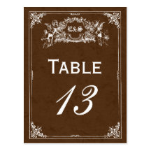 Números de la tabla del boda del guión del cuento  postal