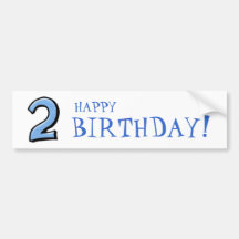 Números tontos 2 pegatinas azules del cumpleaños pegatina de parachoque