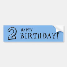 Números tontos 2 pegatinas azules del cumpleaños pegatina de parachoque