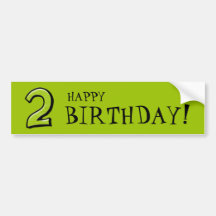 Números tontos 2 pegatinas verdes del cumpleaños pegatina de parachoque