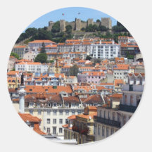 O Rossio e a Colina do Castelo, Lisboa, Portugal Autocolante Em Formato Redondo