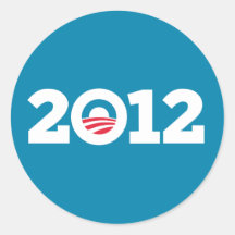 Obama/Biden 2012 (blanco en azul) Pegatinas Redondas